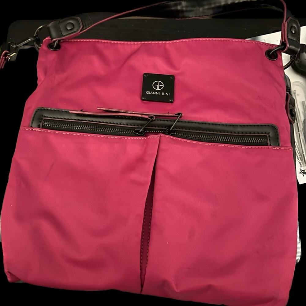 Gianni Bini Pink Nylon Crossbody Bag With Polka Dot Lining